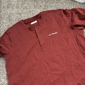 Columbia Men's Brick Red Long Sleeve Henley